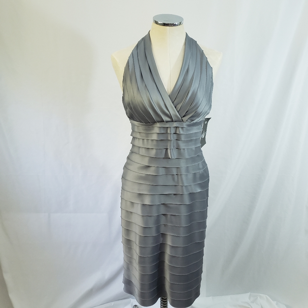 Elegant Gray Halter Dress